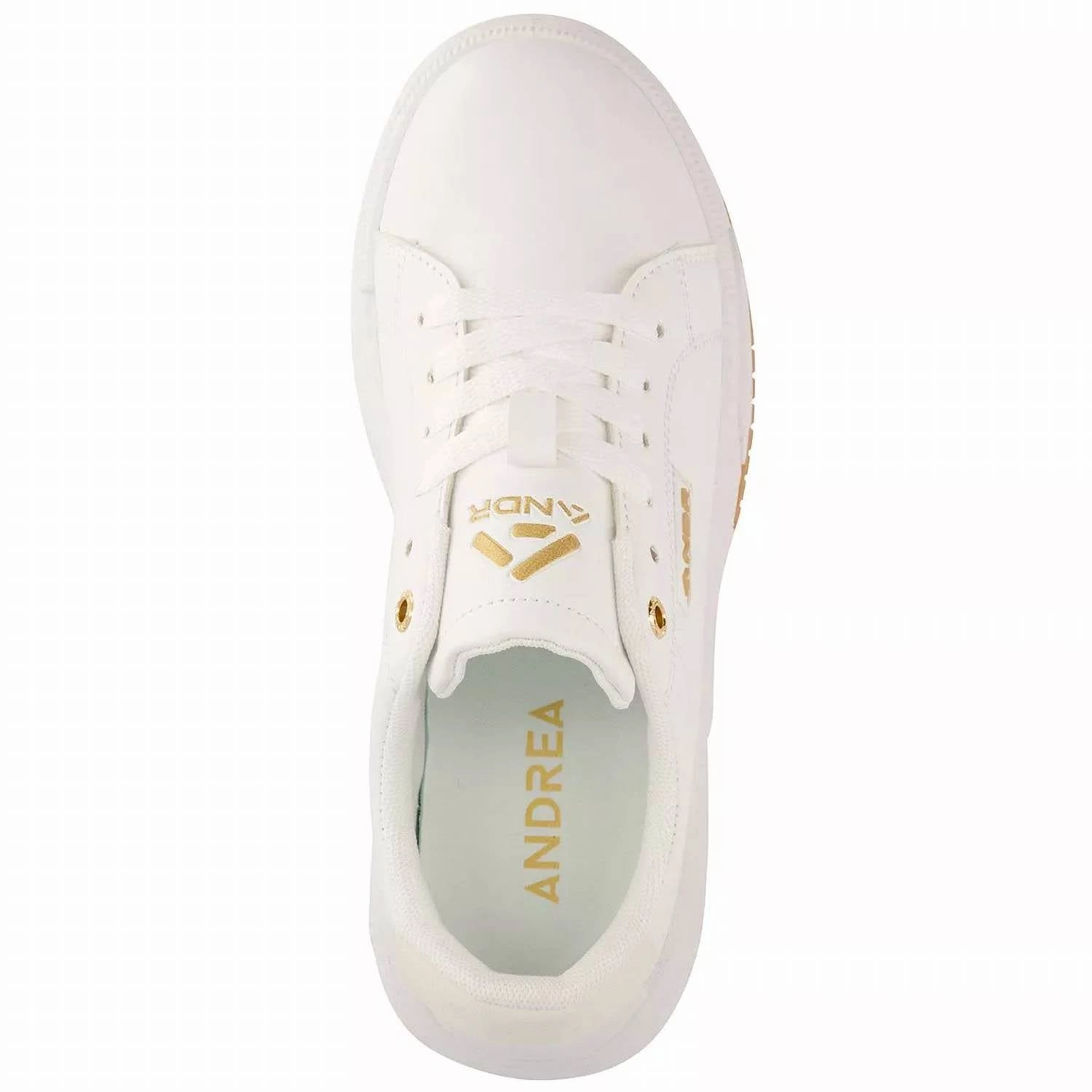 Crew Socks With Sneakers Andrea - Women's Casual Sneakers With Golden Accent