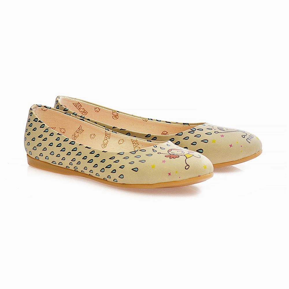 Comfort Padding Rubber Sole Run in the Rain Ballerinas Shoes 1096