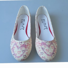 Cute Hearts Ballerinas Shoes 1112 Pastel tone