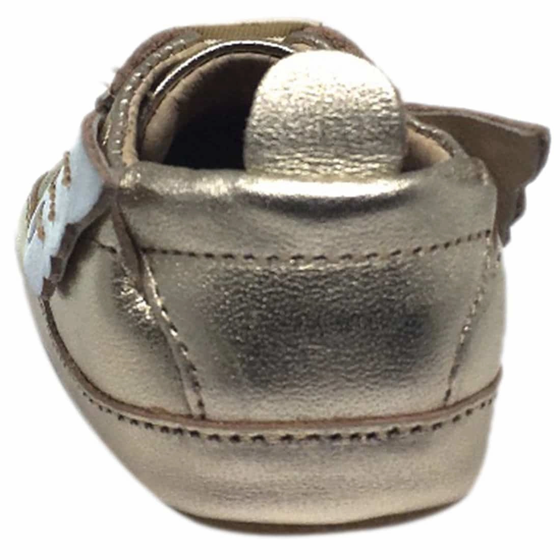 Old Soles Boy's and Girl's Gold & Silver Winged Leather Bambini Wings Elastic Lace Slip On Crib Walker Baby Shoe Asics Comfortable Walking Shoes