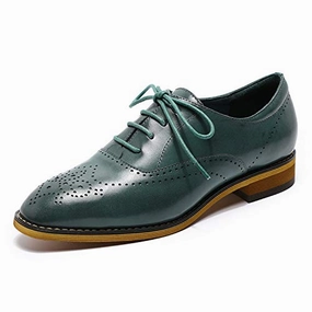 MIKCON Women's Leather Lace up Oxfords Wingtip Brogue Flats Saddle Shoes for Girls Asics X Marvel Shoes