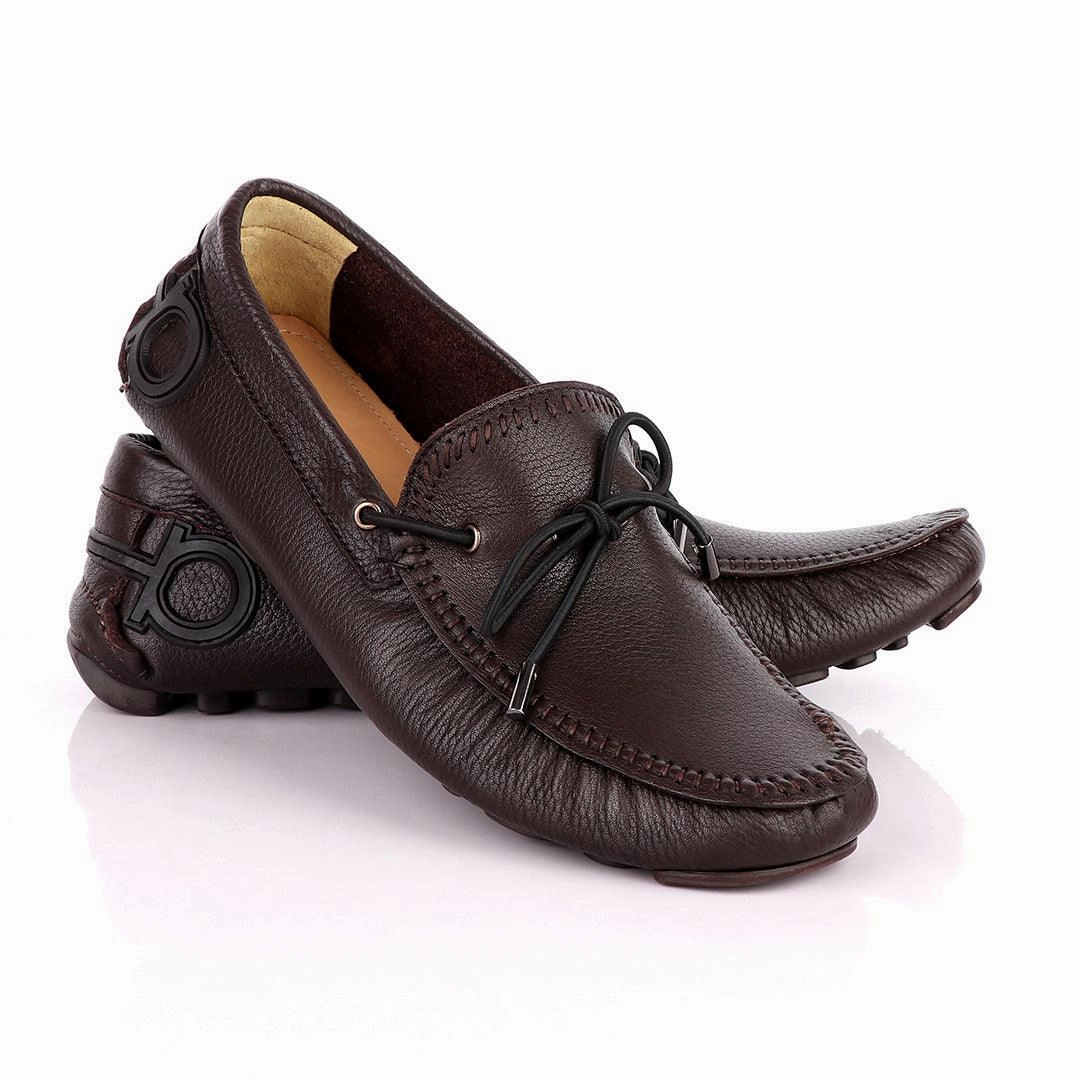 Salvatore Ferragamo Granprix Men's Brown Drivers Asics Streetwear Shoes