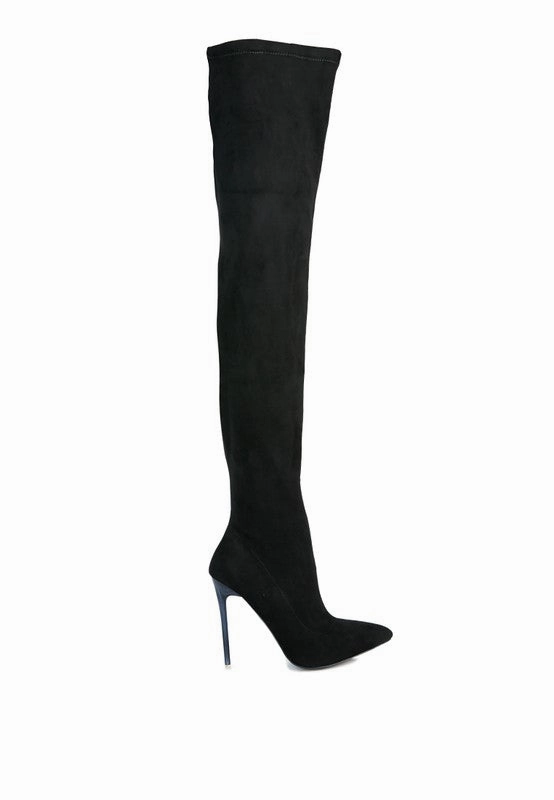Boots That Are Trending Atelier Stretch Faux Suede Stiletto Long Boots