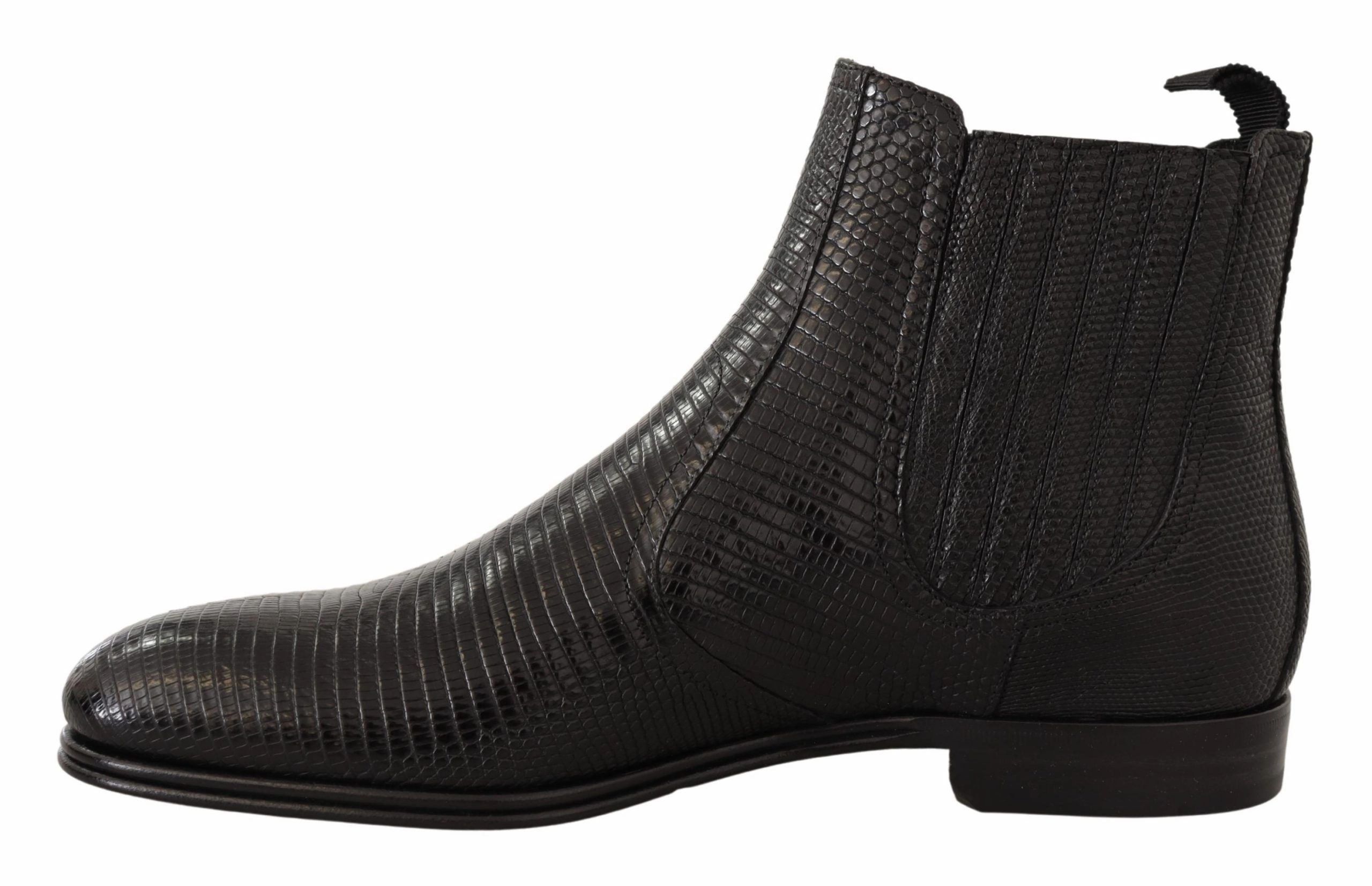 Cop Boots Dolce & Gabbana Elegant Black Leather Lizard Skin Derby Boots