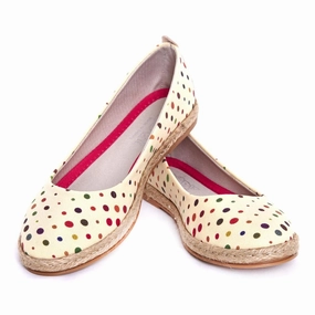 Wide Path Rubber Outsole Spotted Ballerinas Shoes FBR1195