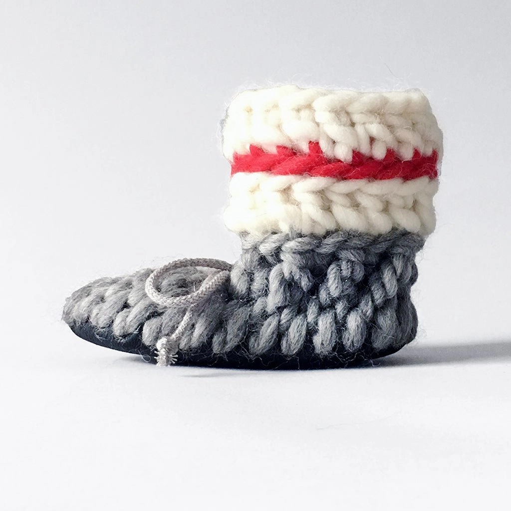 Baby and Kids Wool Booties - Sock Monkey Ruby Slippers Real