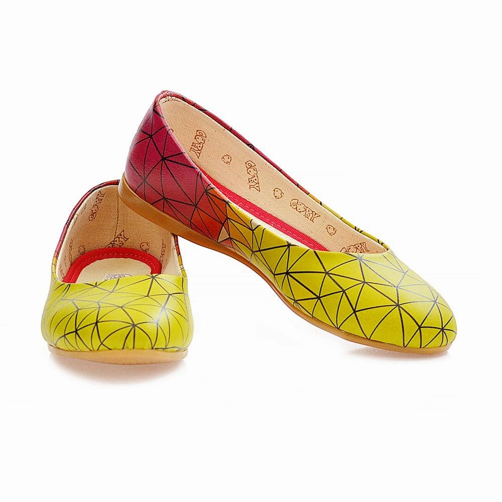 Stable Action Fast Yellow Red Prismas Ballerinas Shoes 1098