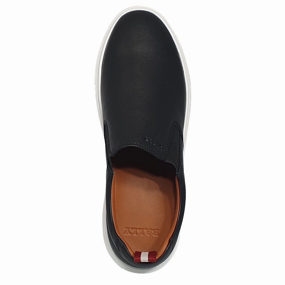 Asics Running Shoes For Plantar Fasciitis Bally Charles 6240396 Men's Black Lamb Leather Sneakers