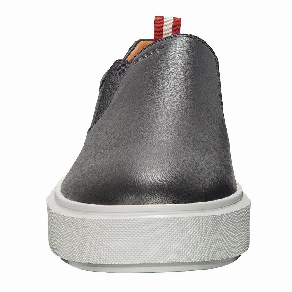 Classic Asics Cheer Shoes Bally Charles 6240396 Men's Black Lamb Leather Sneakers