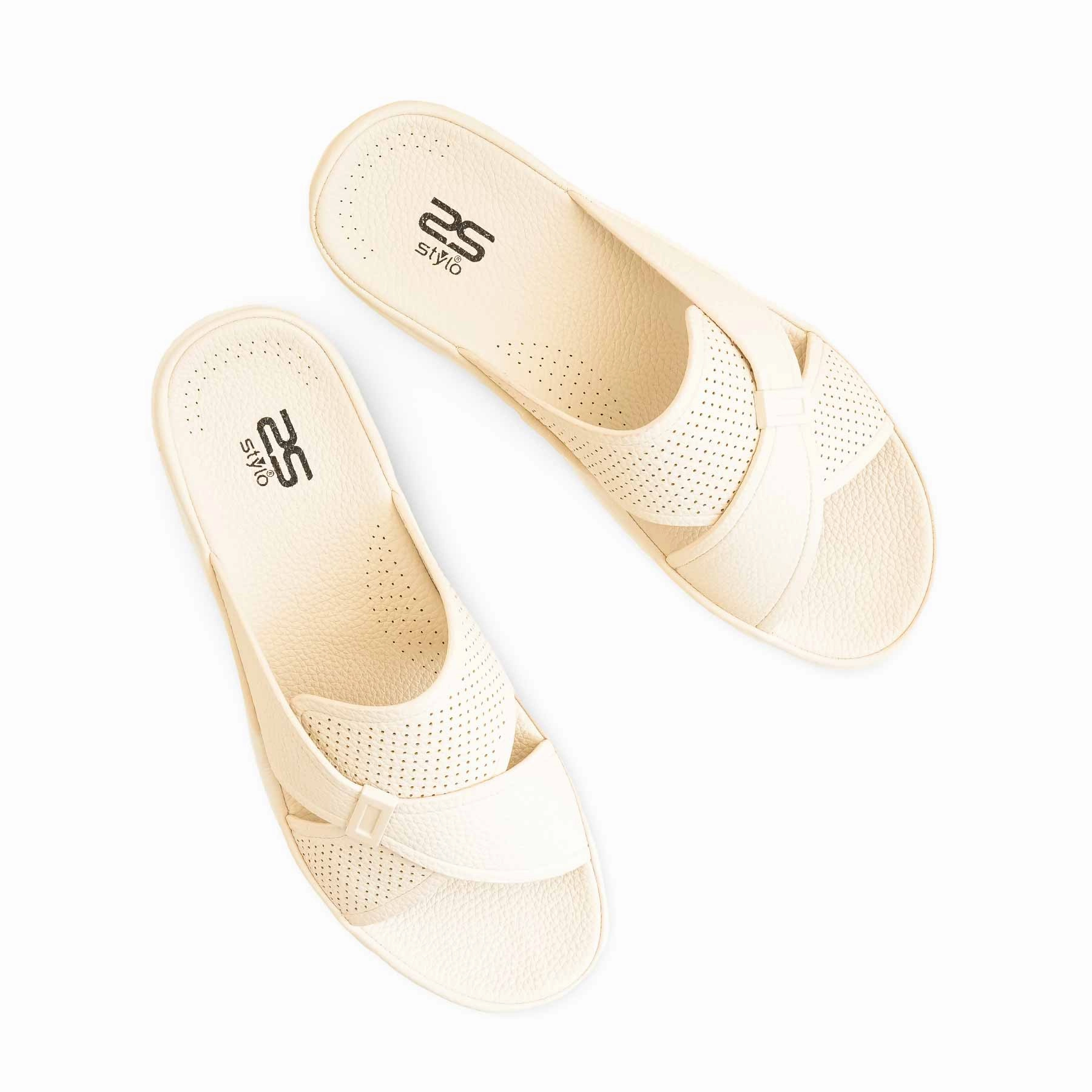 Beige Formal Slipper For Women PU0375 Platform Slippers Mustard Seed