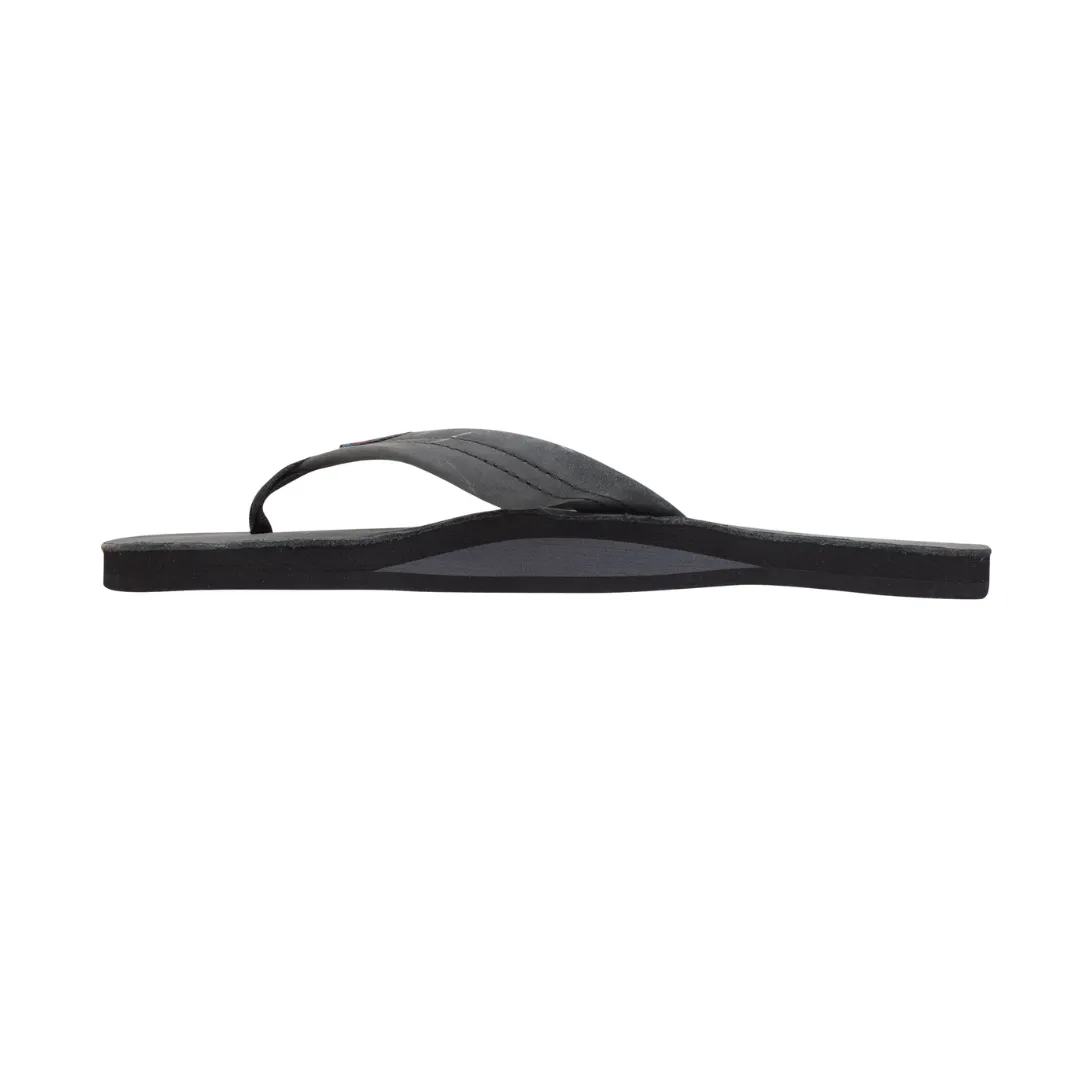 RAINBOW 301ALTS0M/PBLK SINGLE LAYER PREMIER MN'S (Medium) Premier Black Leather Strap Sandals Zip Up