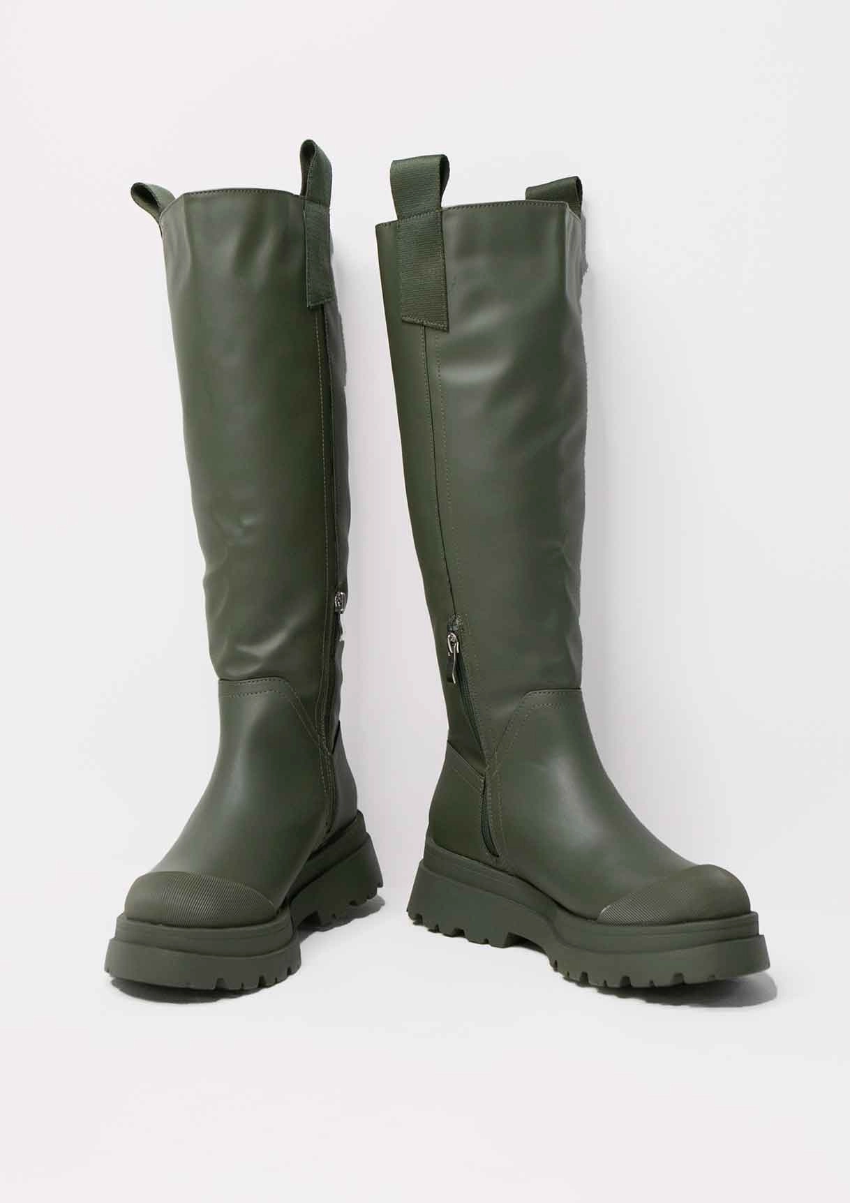 Beth Khaki Knee High Wellie Boots Adidas Shoes Names
