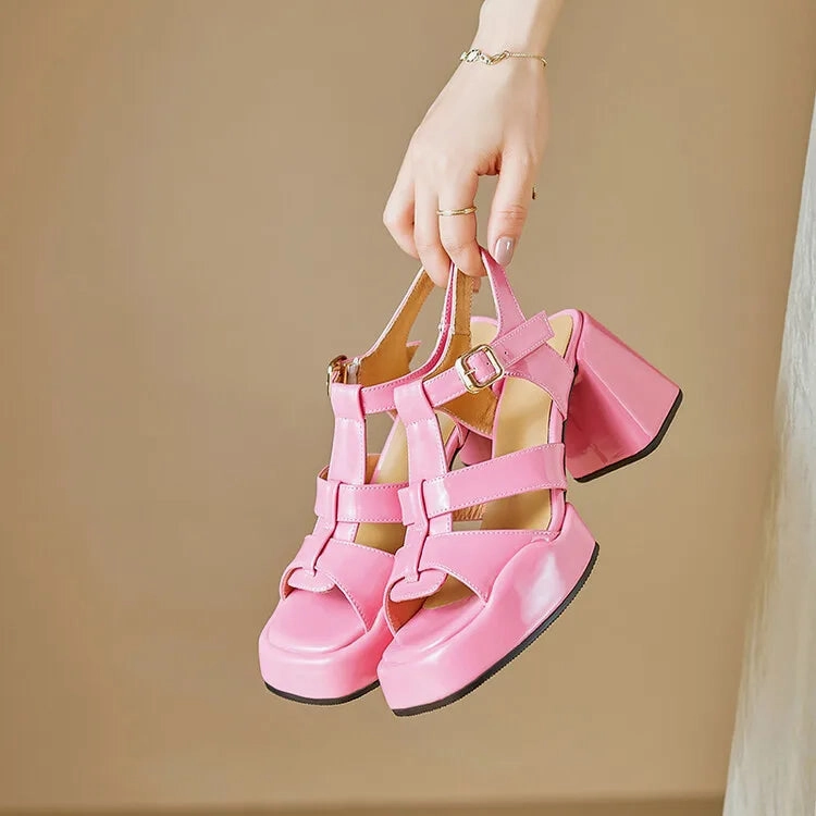binfenxie 2024 New High Heels Gladiator Sandals Woman Open Toe Sexy Block Heel Platform Shoes Summer Women Sandals Dress Shoes Ross Dress Shoes