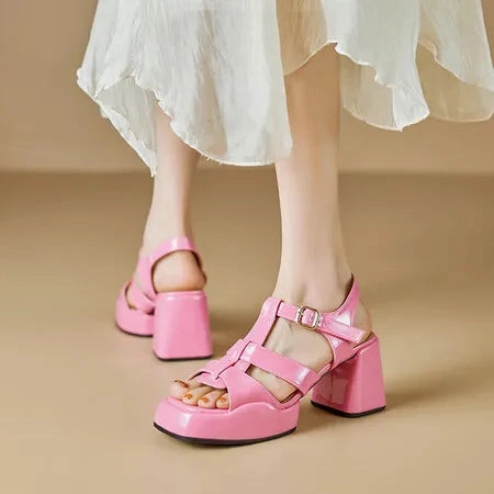 Goodyear Dress Shoes binfenxie 2024 New High Heels Gladiator Sandals Woman Open Toe Sexy Block Heel Platform Shoes Summer Women Sandals Dress Shoes