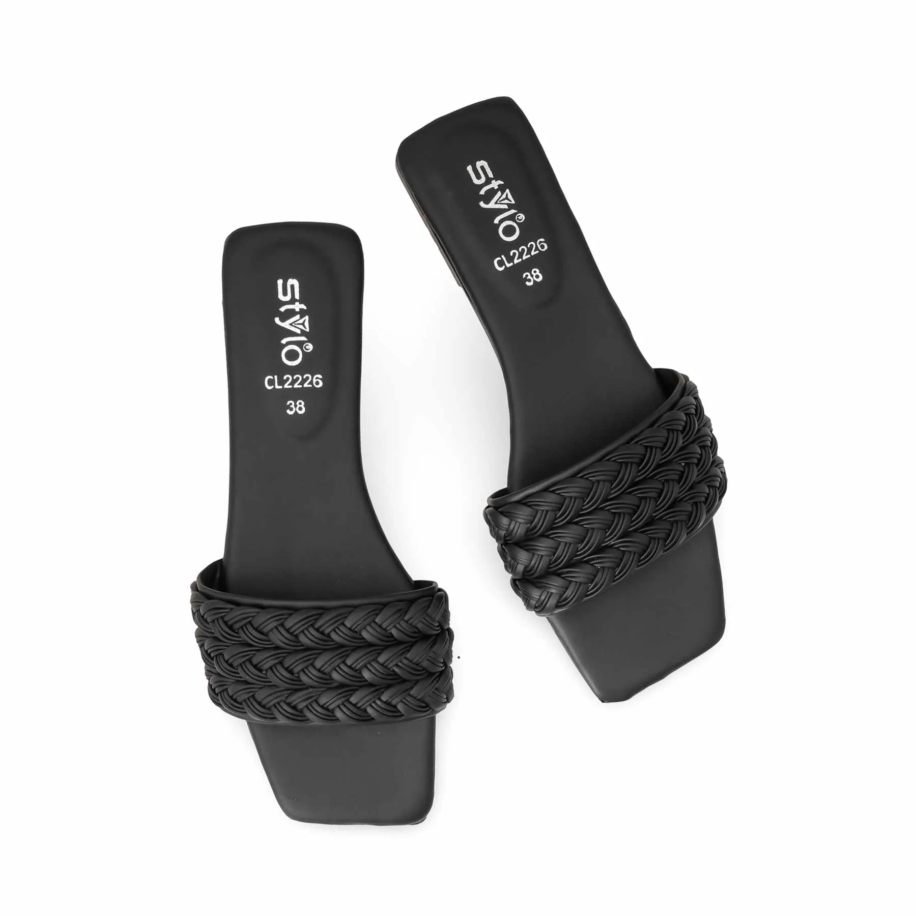 Black Casual Slipper For Ladies CL2226 Ballet Slippers Hibiscus