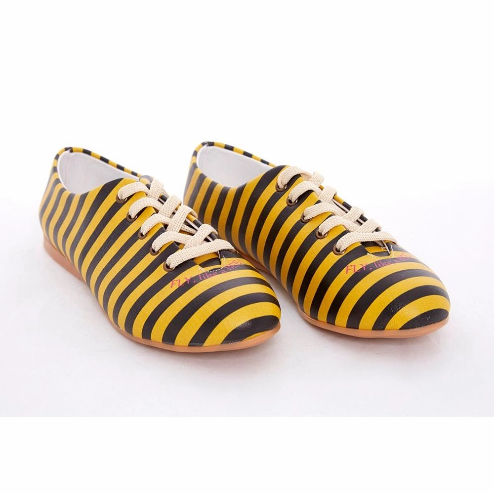 Black and Yellow Striped Ballerinas Shoes SLV073 Earth Mood