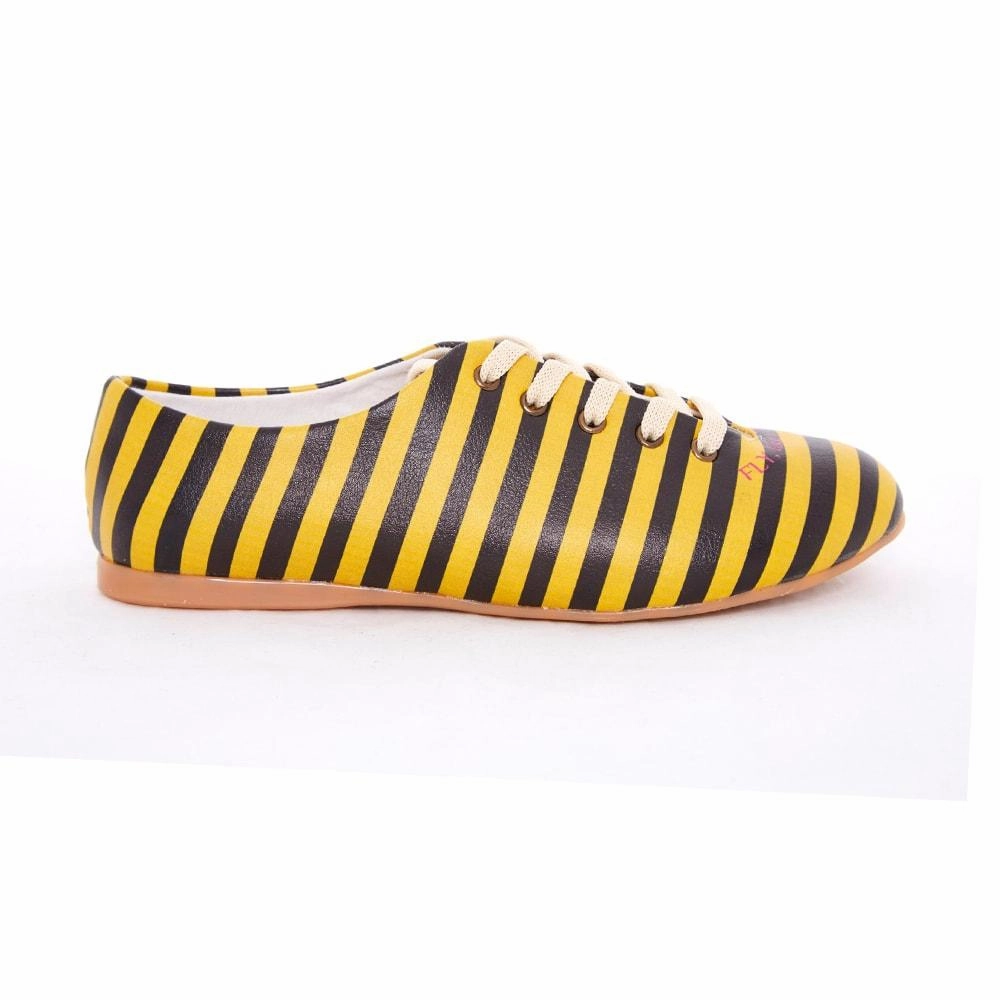 Black and Yellow Striped Ballerinas Shoes SLV073 Comfort Slope