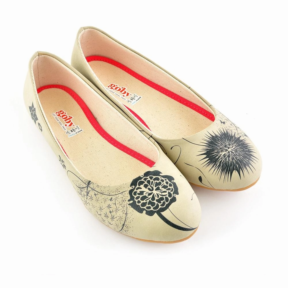 Stable base Black Flowers Ballerinas Shoes 1080
