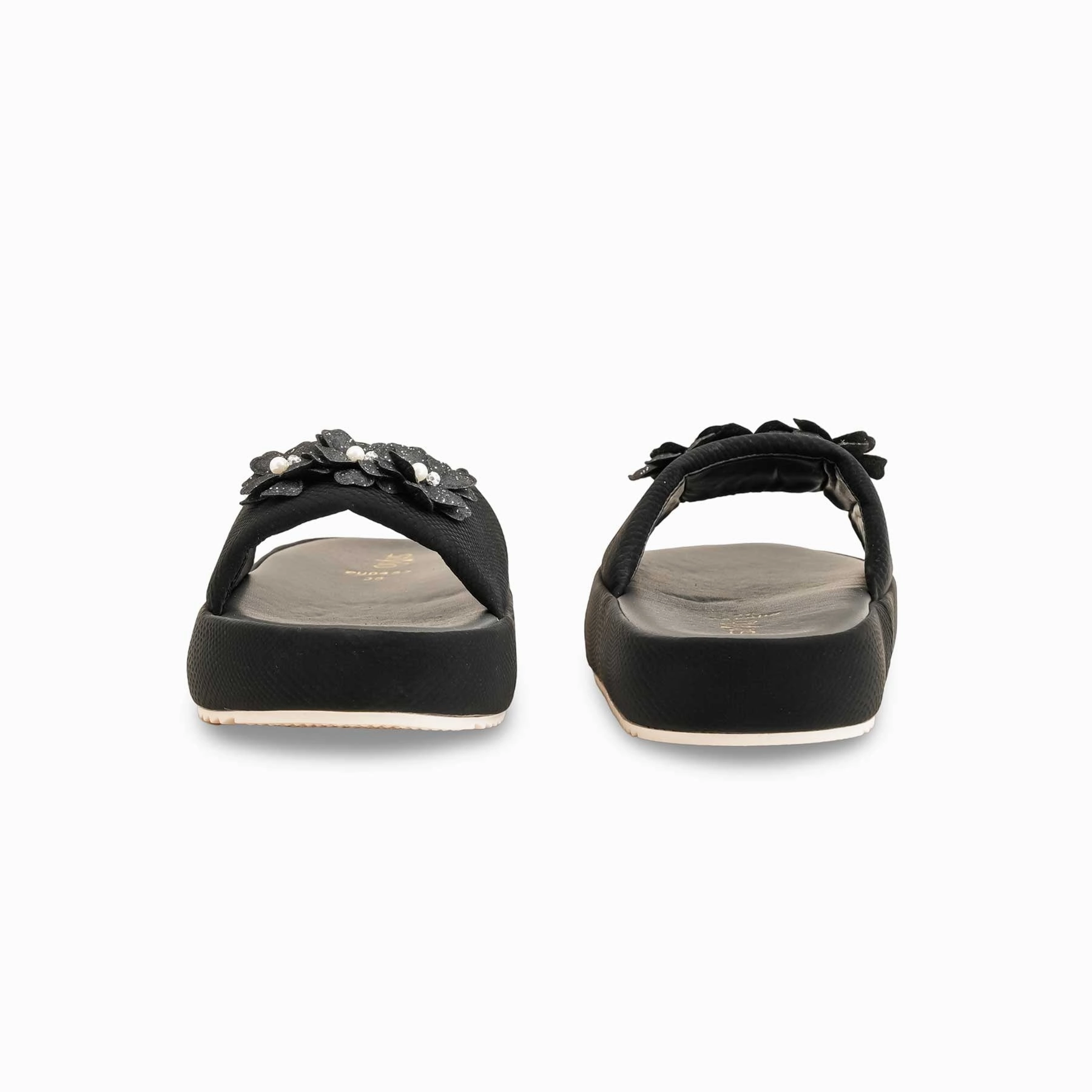 Foamposite Slides Black Formal Slipper For Ladies PU0453
