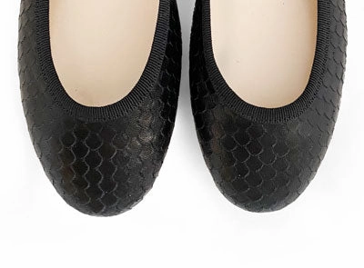 Black leather ballet flats cobra-skin effect Best Boat Shoes For Flat Feet