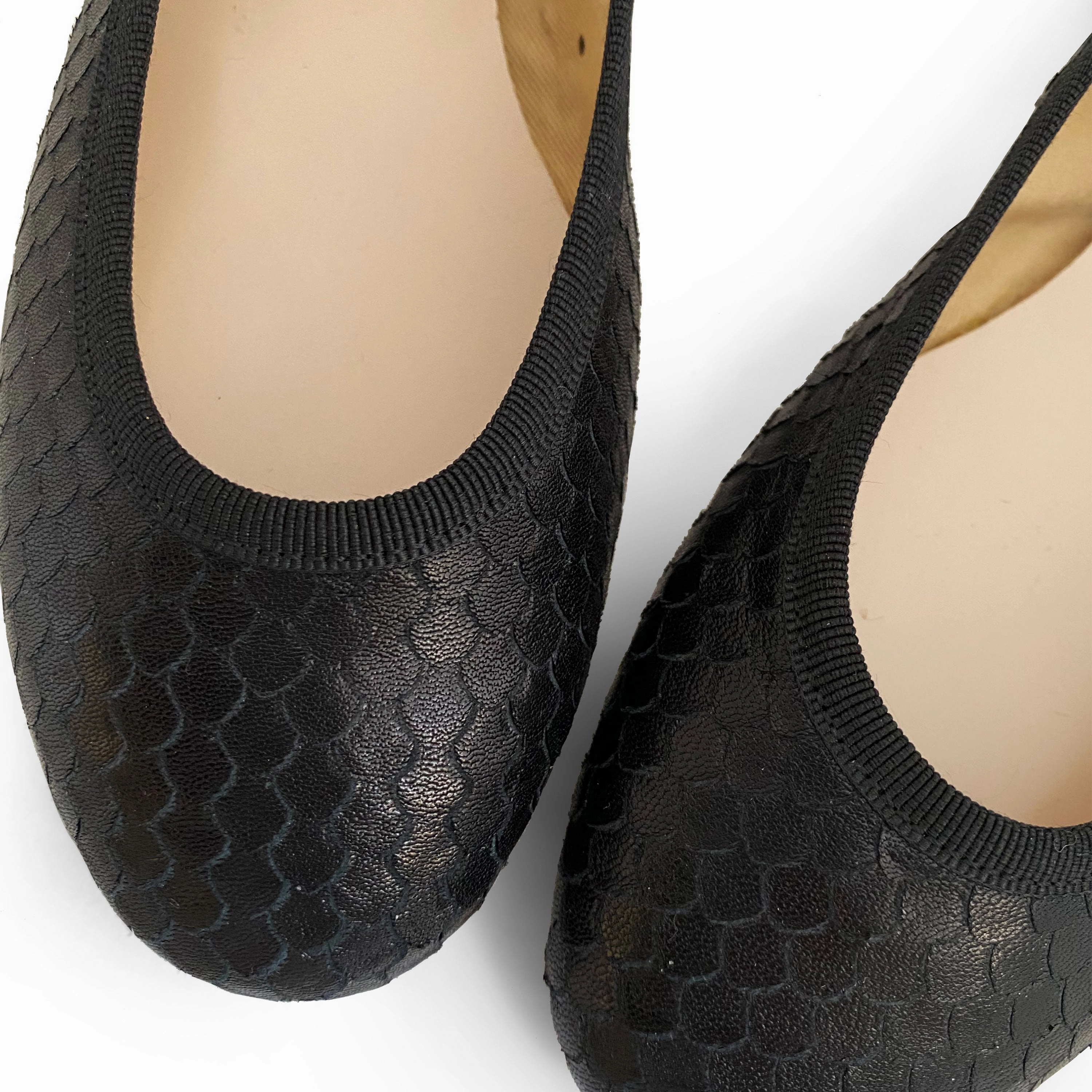 Black leather ballet flats cobra-skin effect Tory Burch Shoes Flats