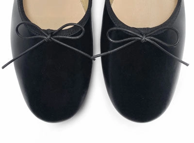 Masculine High Heels Black leather high-vamp "glove shoes" ballet flats