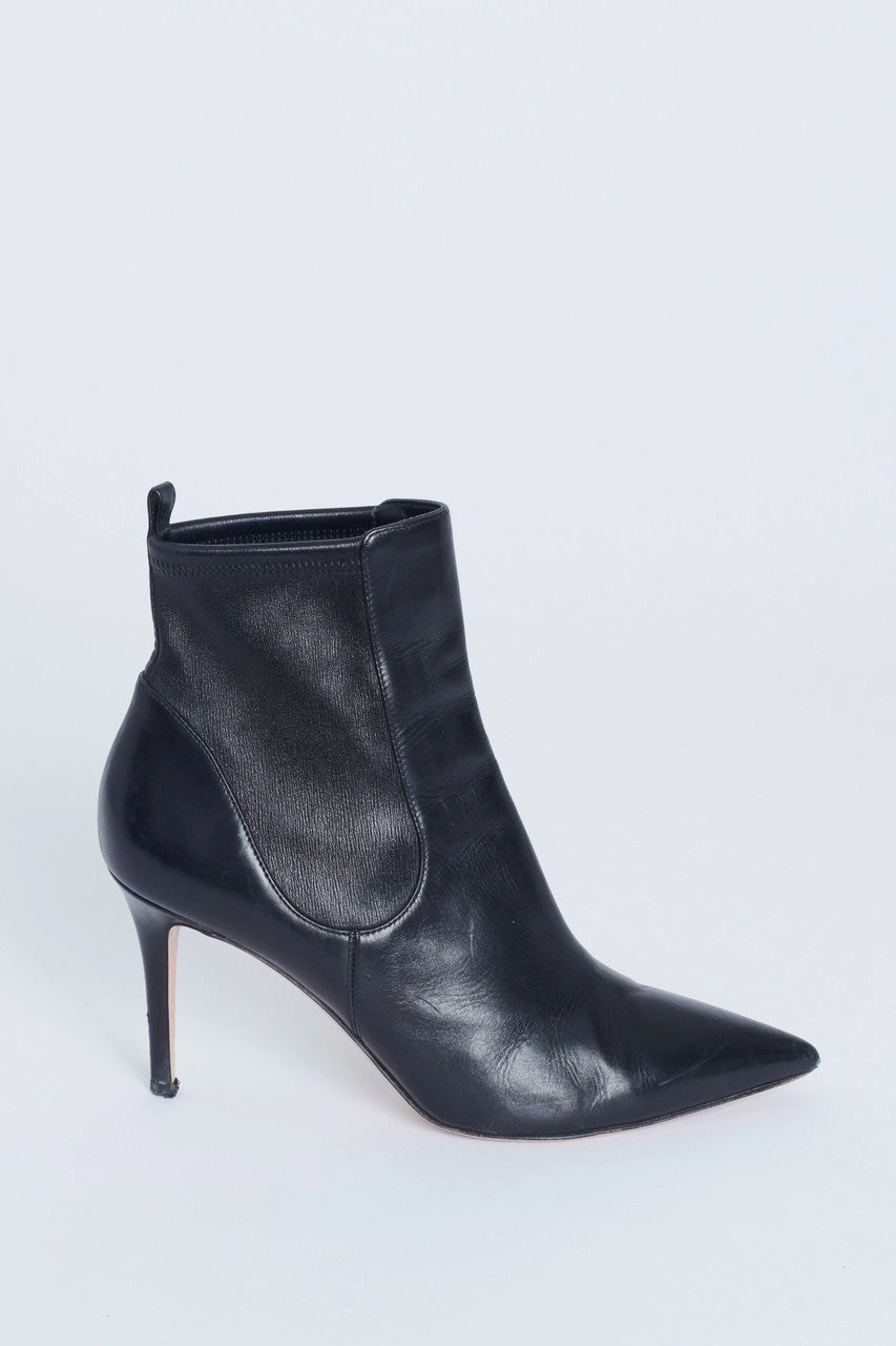 Black Leather Pointed Toe Stiletto Heel Preowned Ankle Boots Adidas Messi Shoes