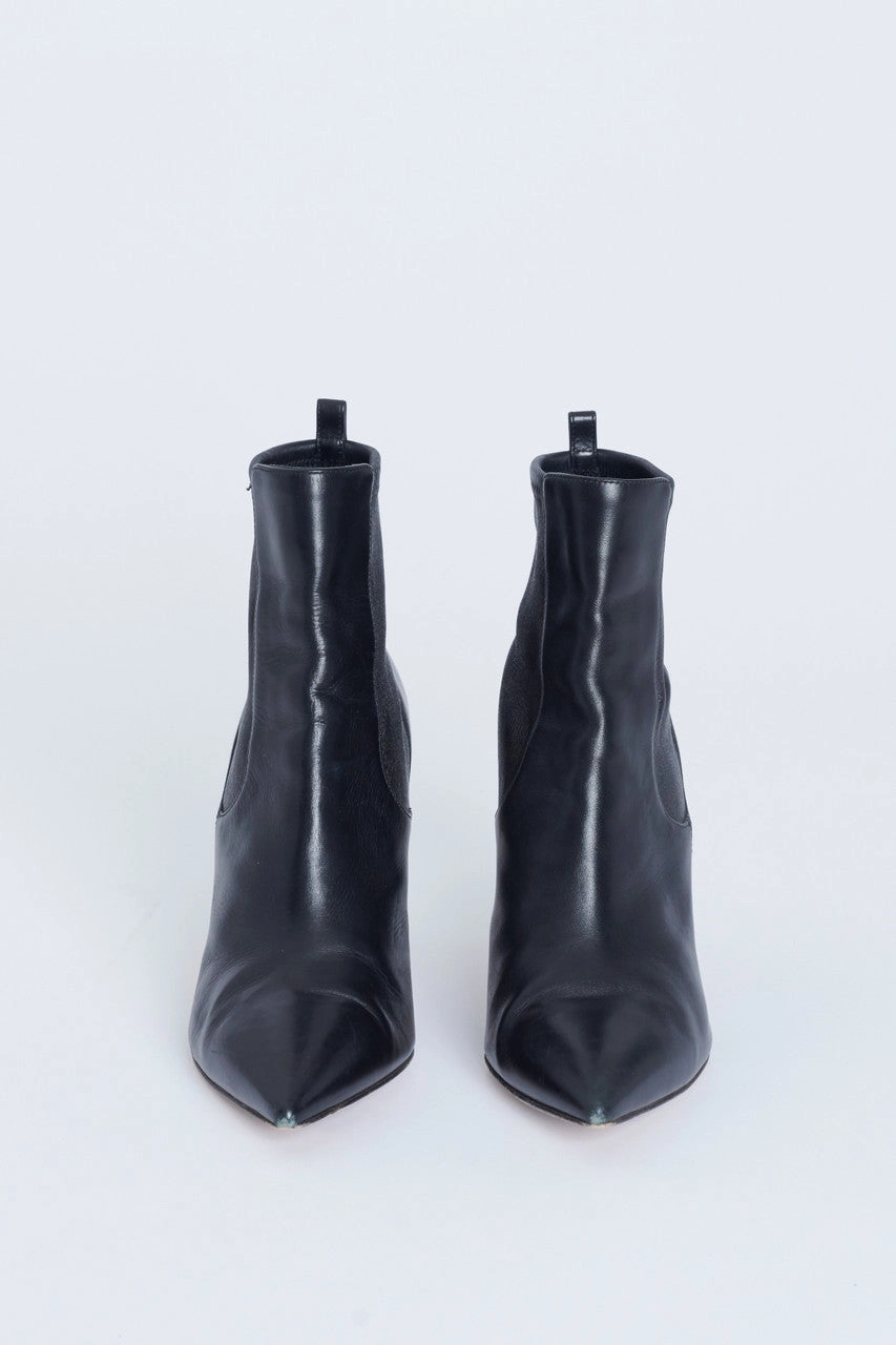 Black Leather Pointed Toe Stiletto Heel Preowned Ankle Boots Adidas Xplr Shoes