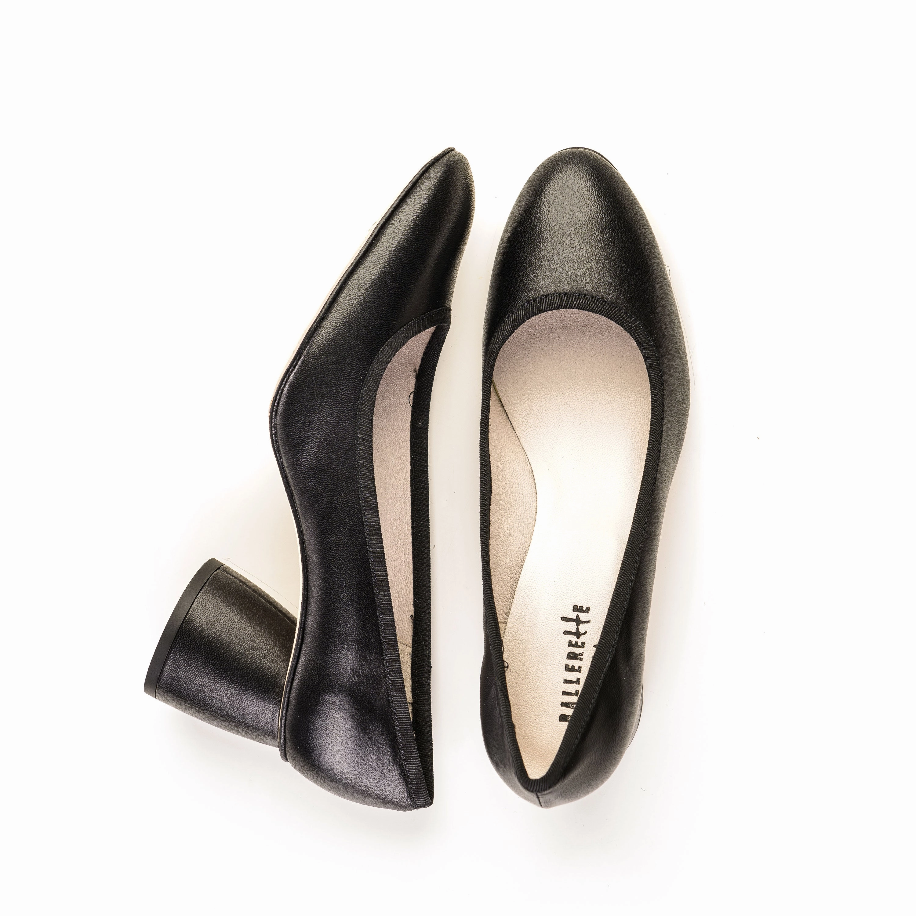 Black leather pump ballet flats with high heel Size Chart