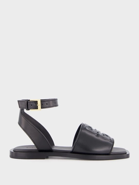 Black Logo Detailed Leather Sandals Disadvantages Of Wearing Flat Shoes