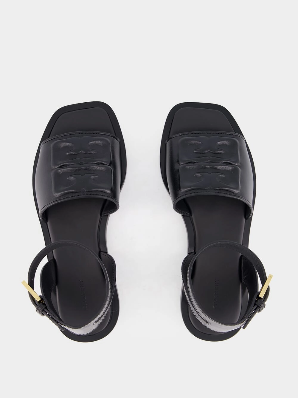 Flat Shoes Suede Black Logo Detailed Leather Sandals