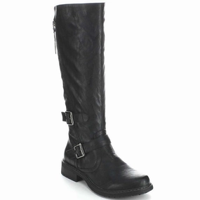 Black Riding Double Ankle Strap Knee-high Women's Vegan Biker Boots Youth Rain Boots Size 3