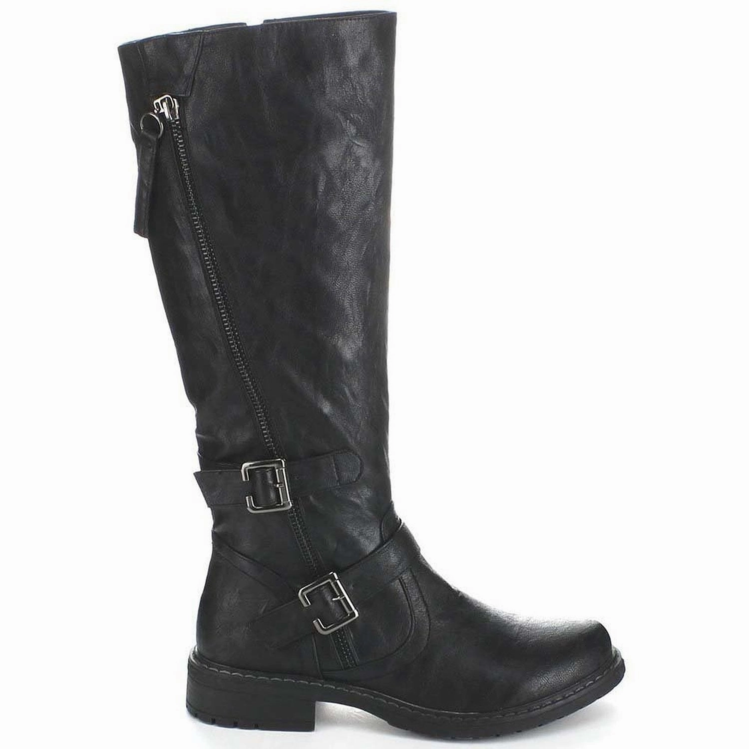 Capelli Chelsea Rain Boots Black Riding Double Ankle Strap Knee-high Women's Vegan Biker Boots