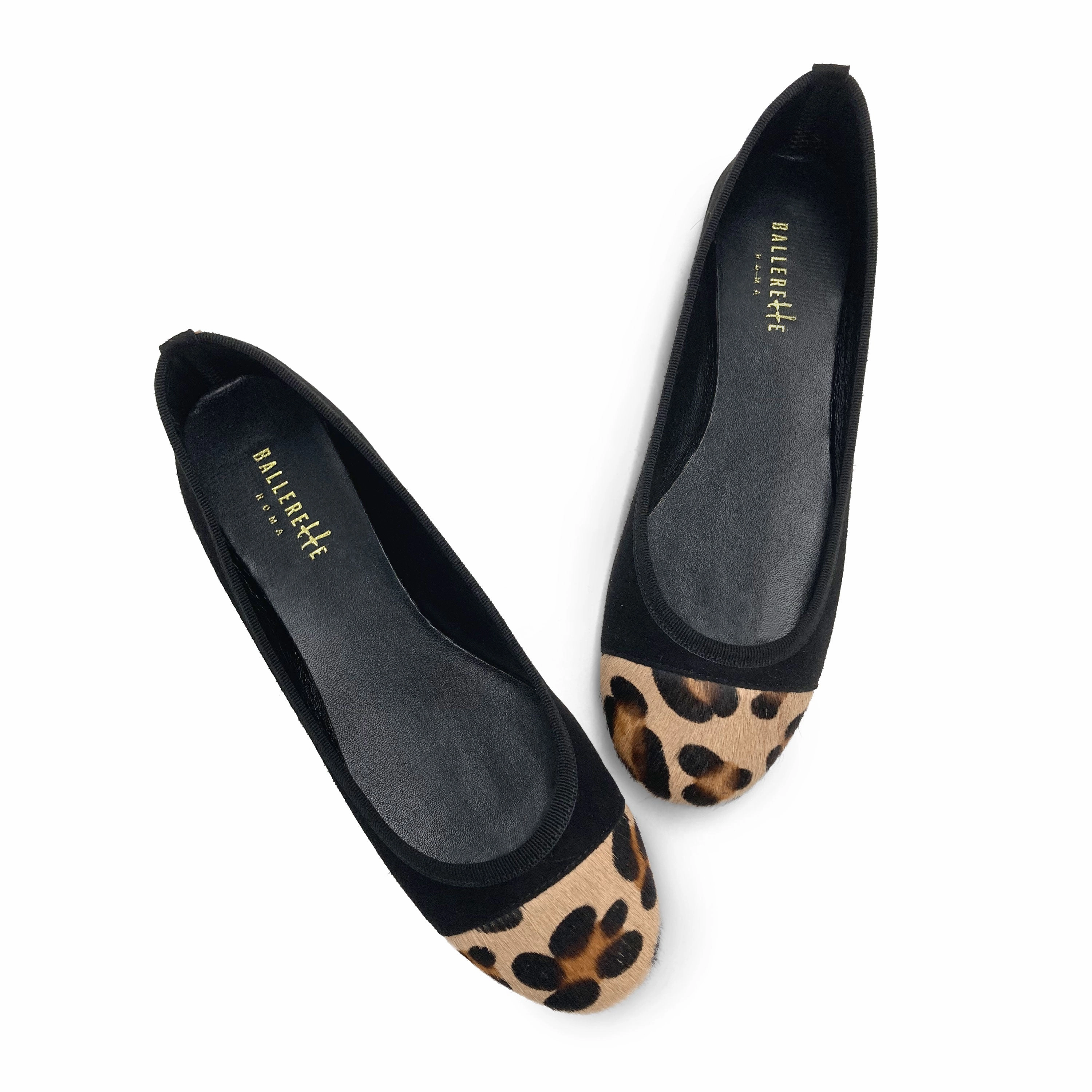 Best Shoes For Someone With Flat Feet Black suede ballet flats with animal print toe