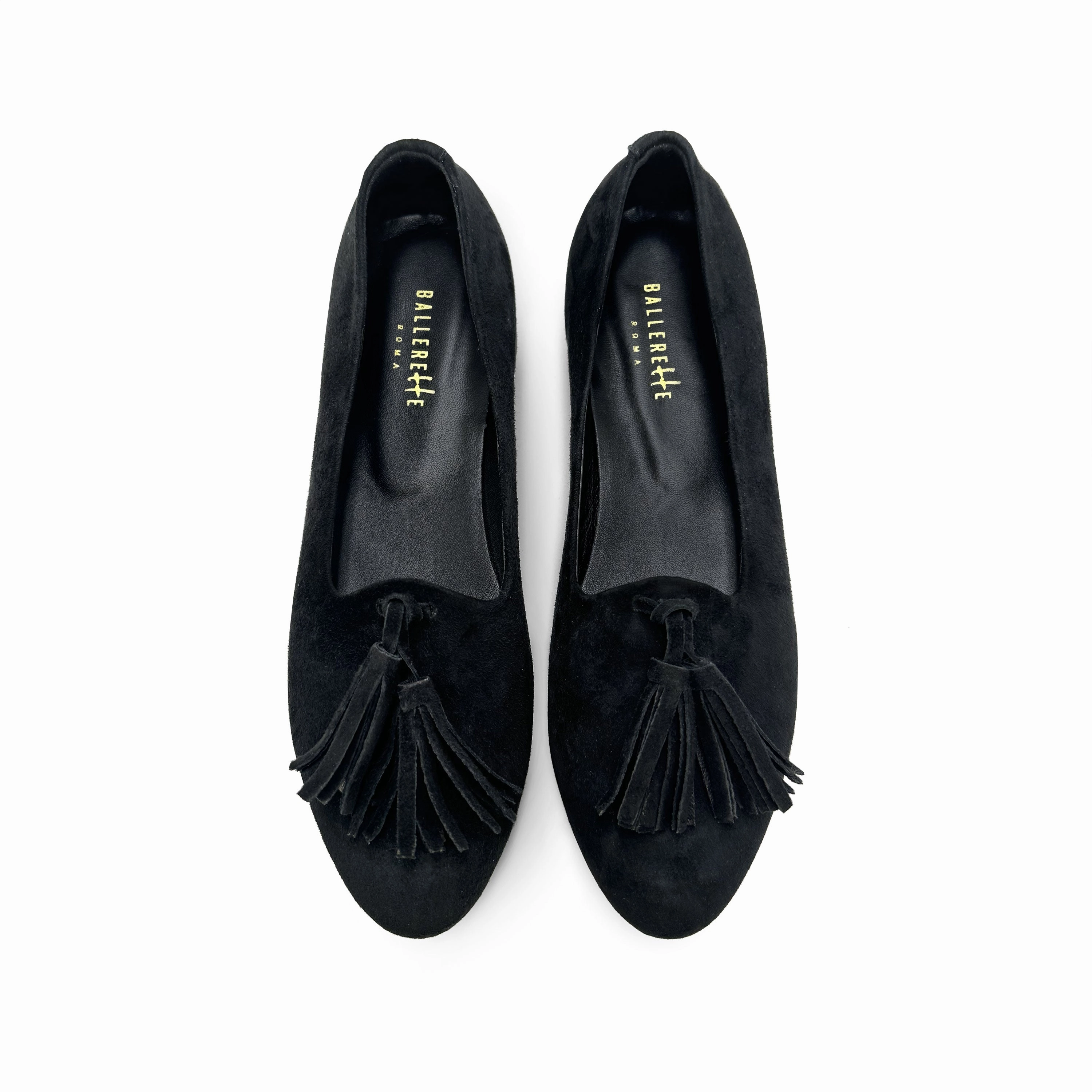 Black suede women moccasins with tassels Comfortable Wide Dress Shoes