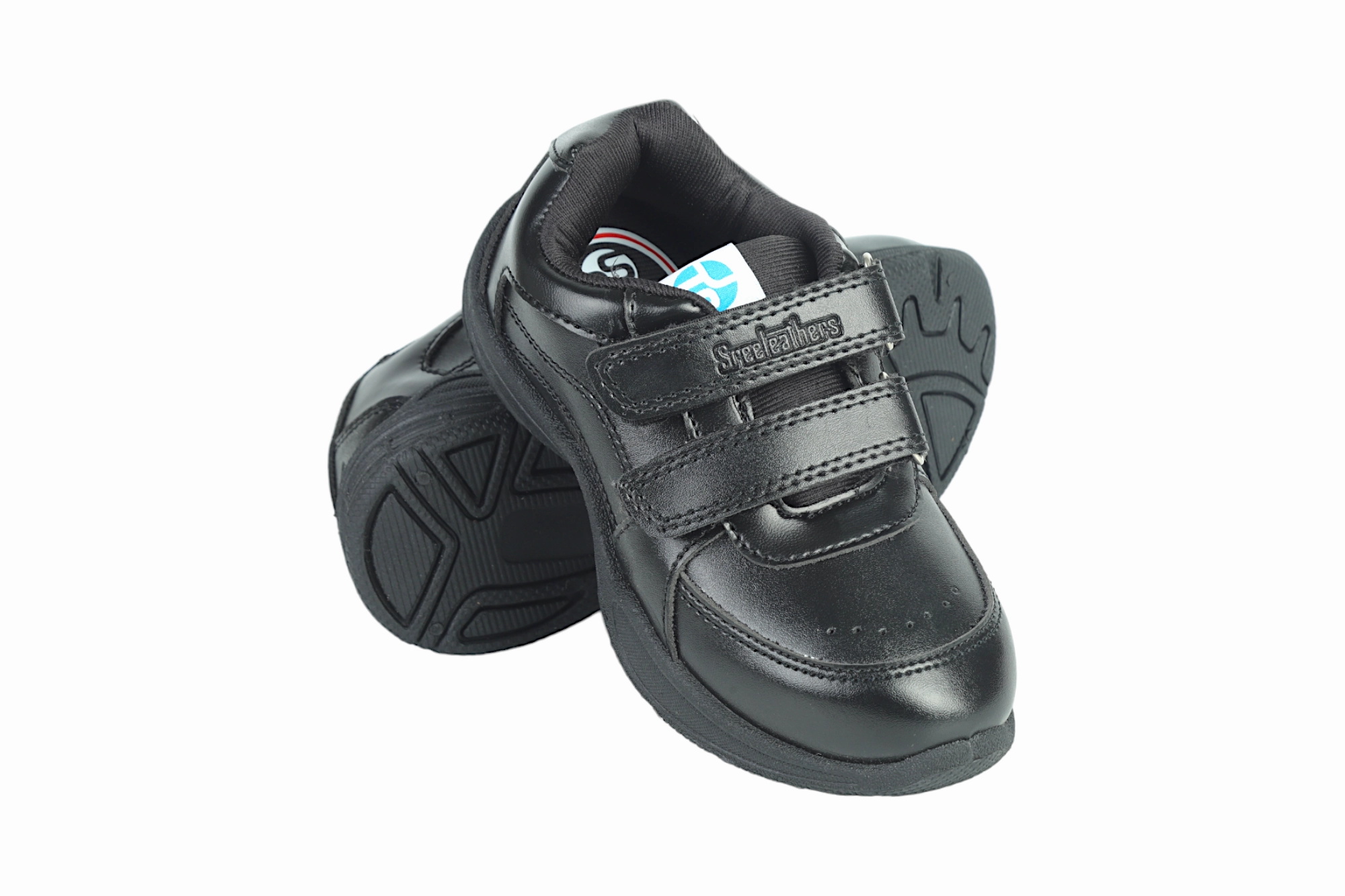 Black Velcro School Shoes for Kids 57002 (10 to 12 Yrs) Red Lace Up Boots