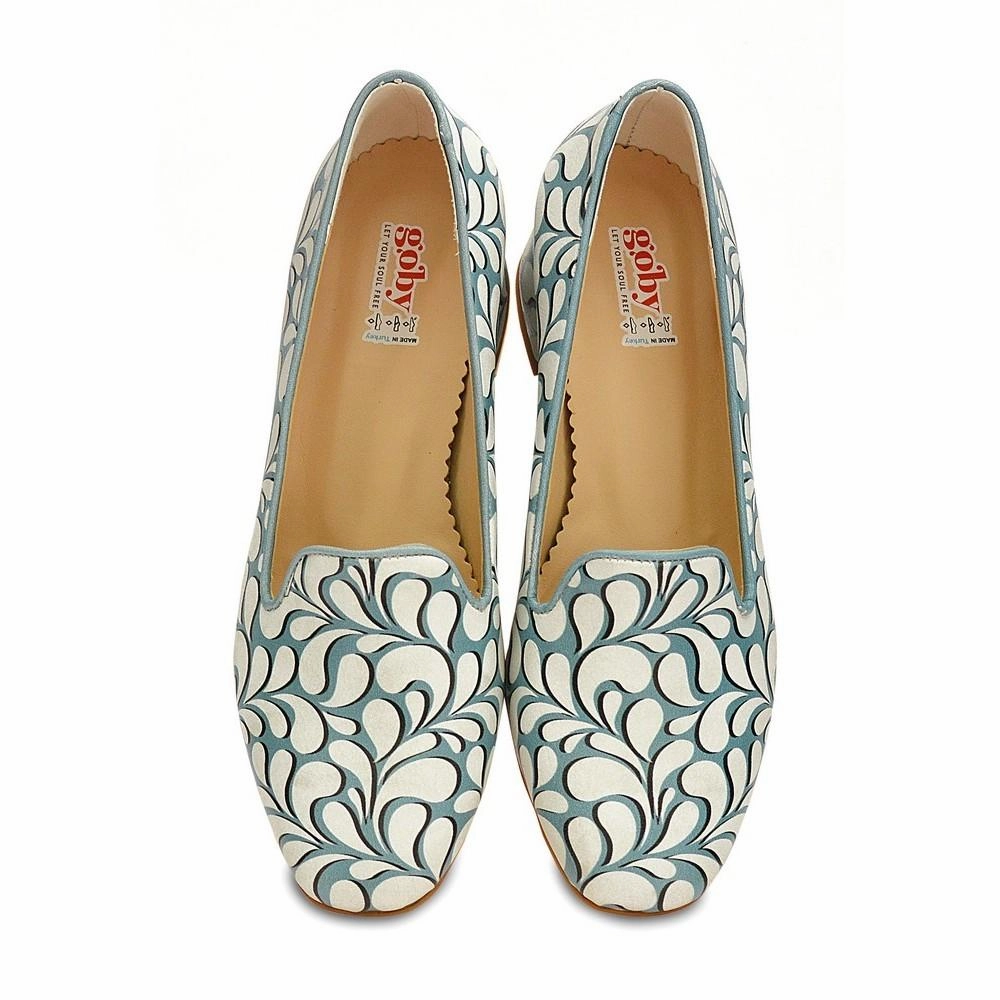 Desert Run Pastel tone Blue and White Pattern Career Heel Shoes WDB108