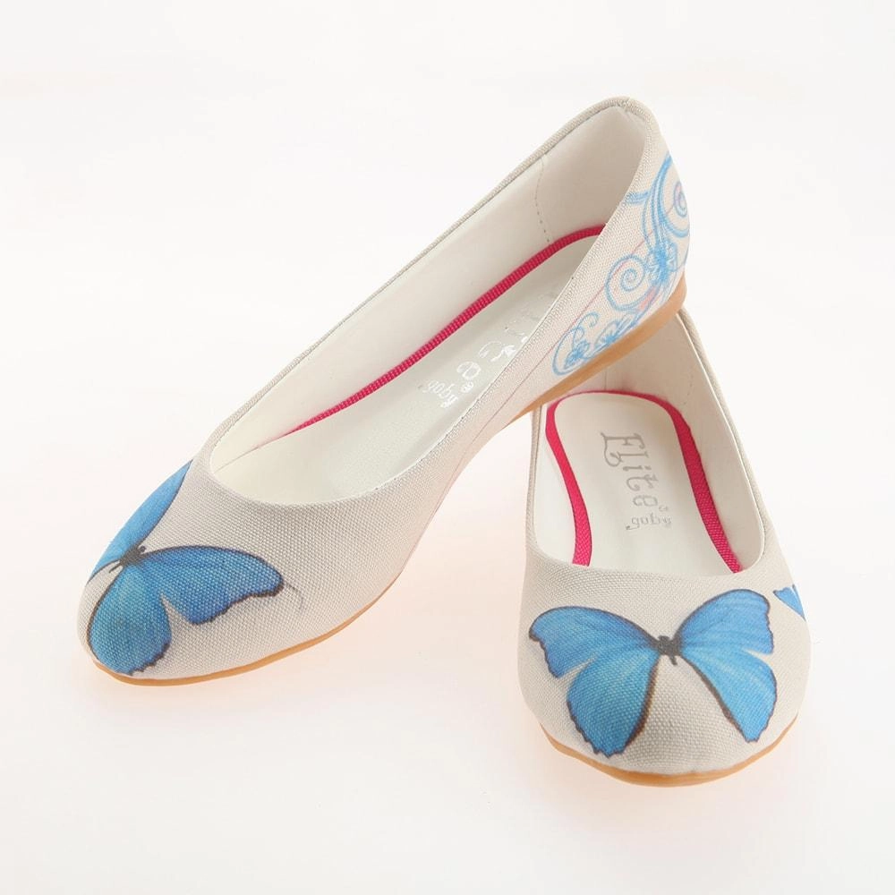 Blue Butterfly Ballerinas Shoes 1124 Stable Core Rubber Sole