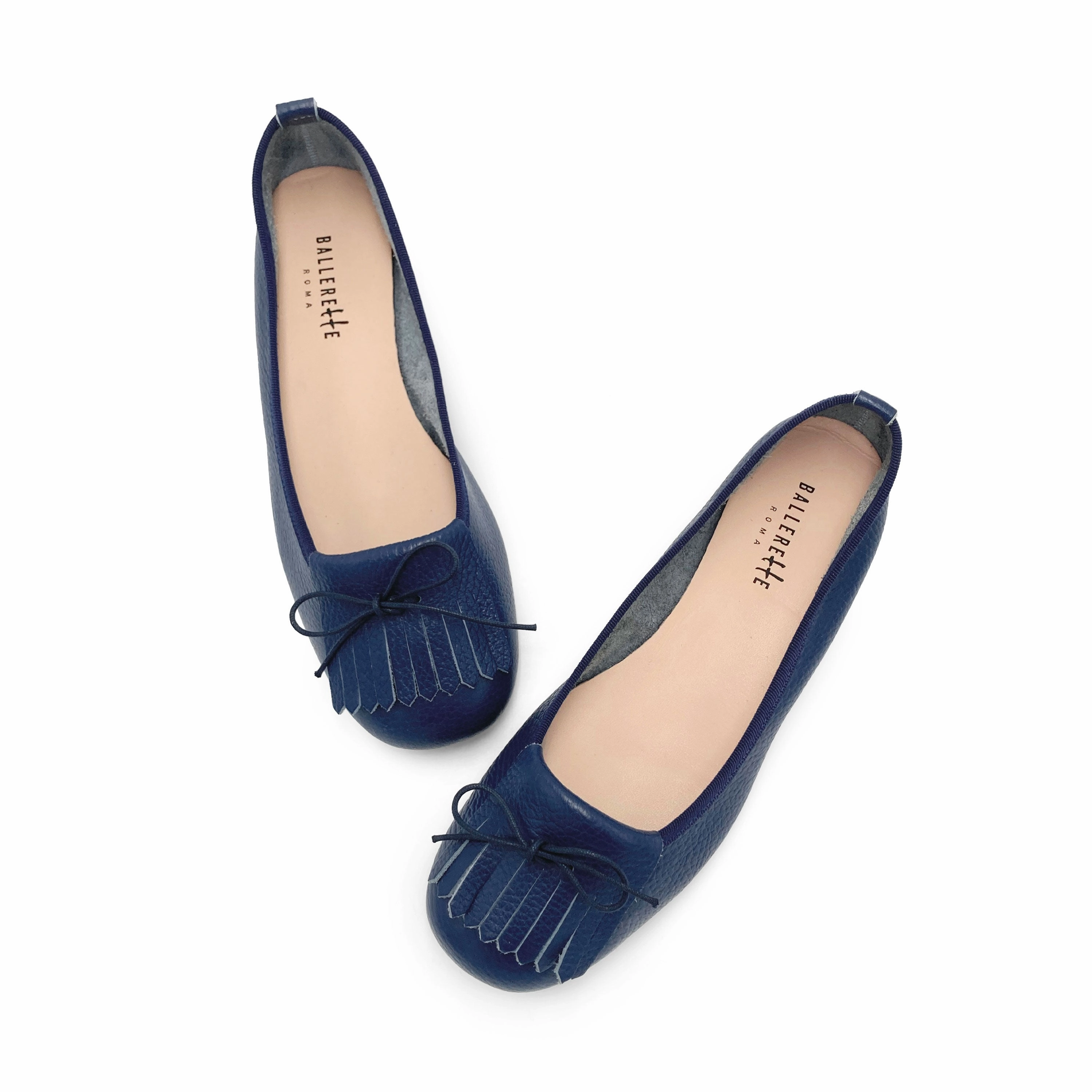 Easy Spirit Dress Shoes Low Heel Blue leather moccasins with fringe