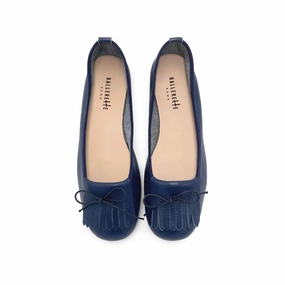 Freddie Benson Dress Shoes Blue leather moccasins with fringe