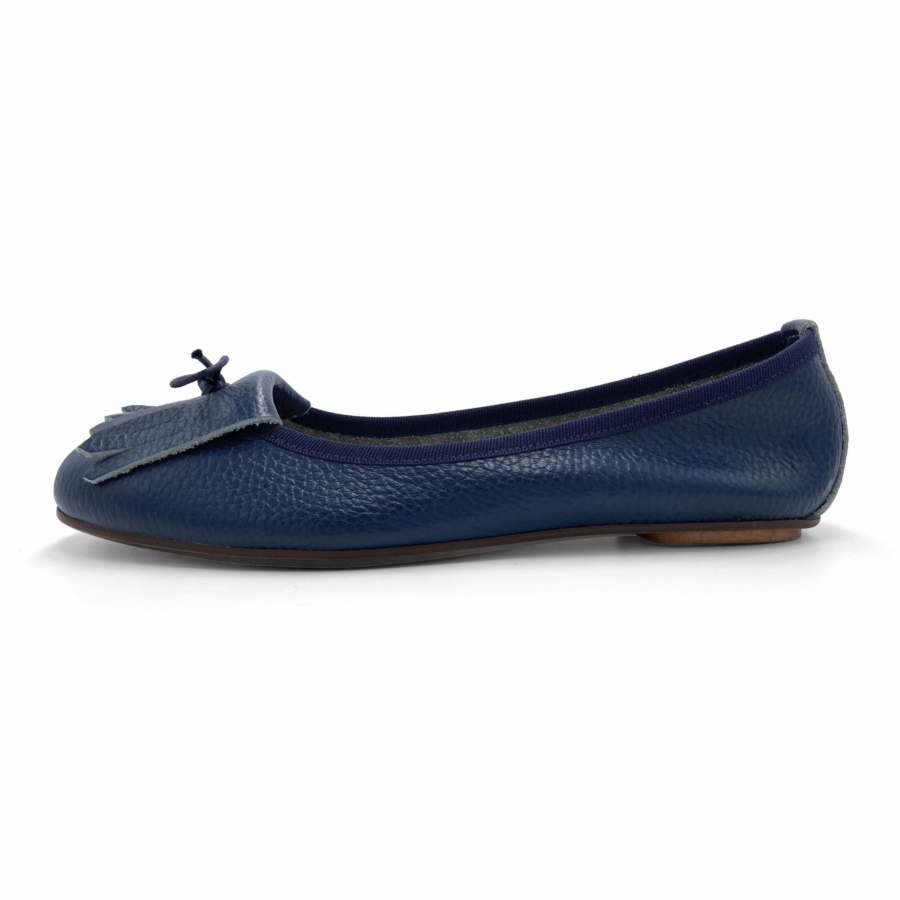 Comfortable Summer Dress Shoes Blue leather moccasins with fringe