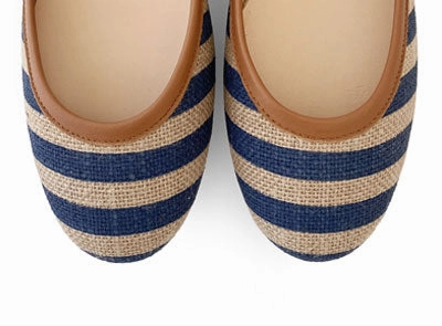Blue striped jute ballet flats Friday Dress Shoes