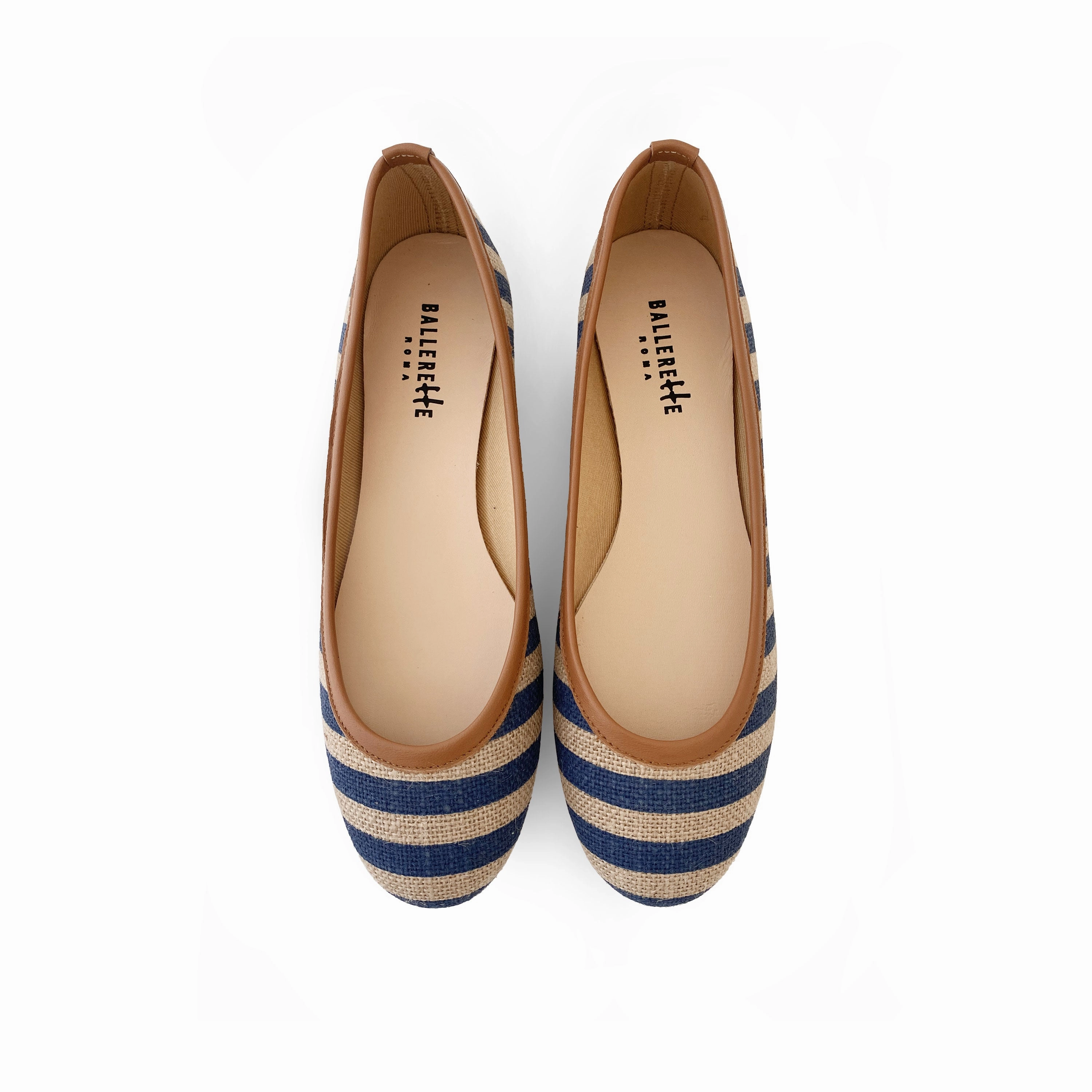 Graduation Dress And Shoes Blue striped jute ballet flats