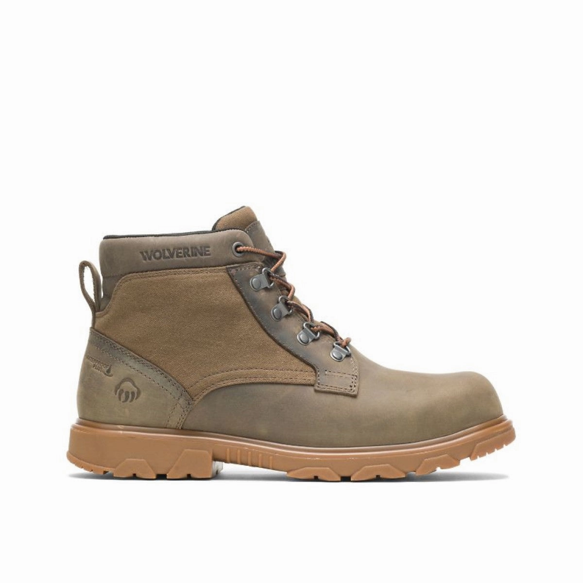 Skater All Day WOLVERINE W880201-EW DRUMMOND WP MN'S (Extra Wide) Gravel Leather/Canvas Work Boots