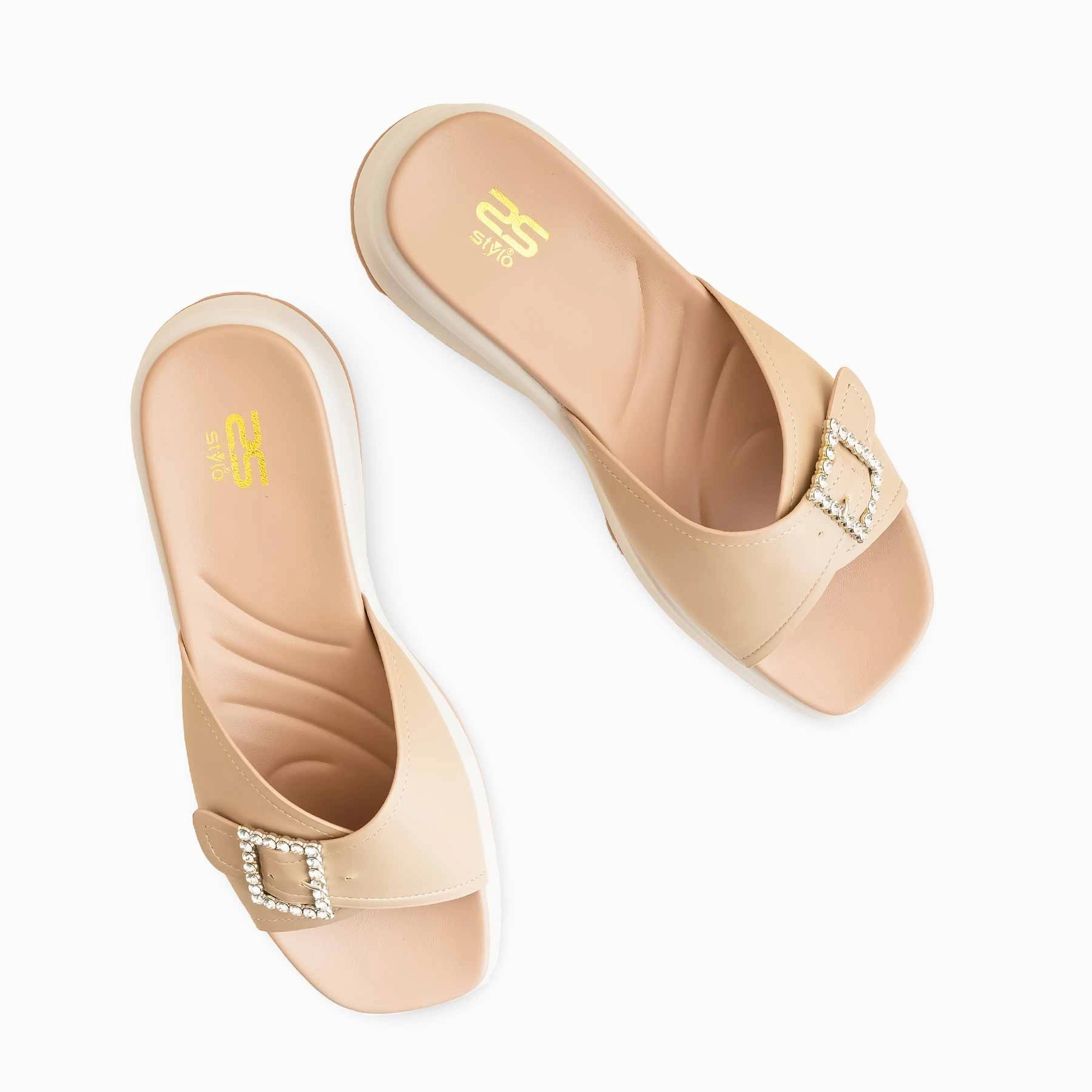 Swimming Pool Slippers Khaki Formal Slipper For Women PU0377