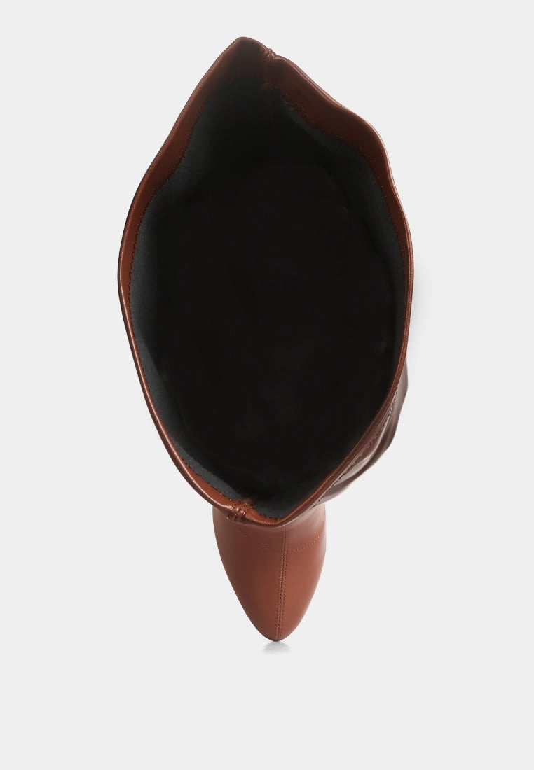 Confetti Stretch Pu High Heel Long Boots Snake Cowboy Boots