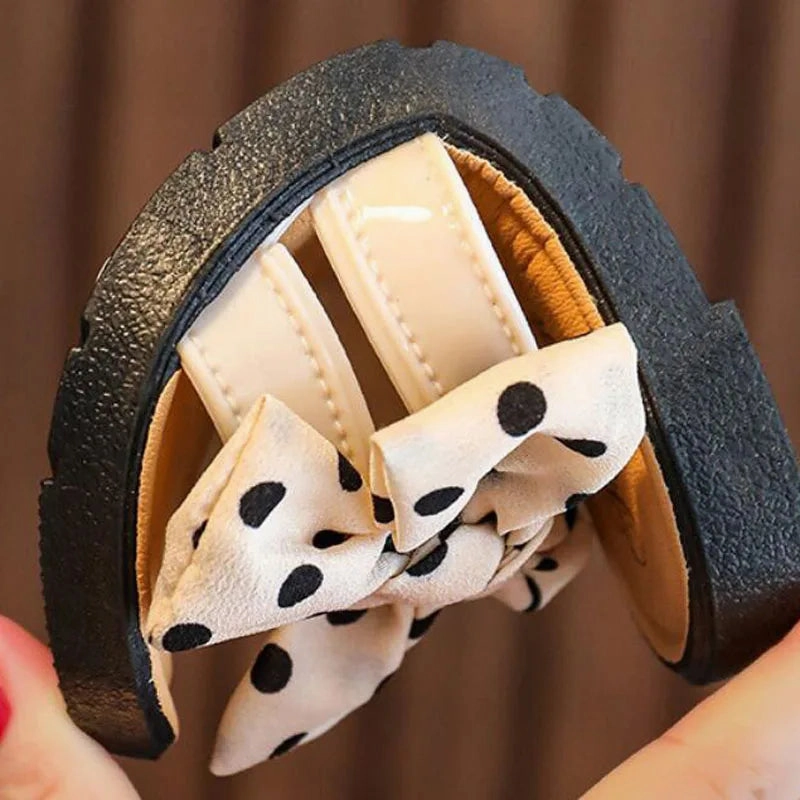 Bow Flats Open Toe Slide Sandals Non-slip Flip Flops Children Home Slippers Kids Girls Summer Cute Beach Slippers Shoe Good Outdoor Slippers