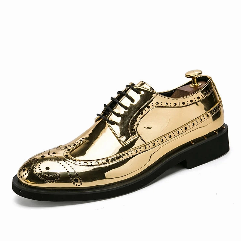 Brand Men Dress Shoes gold Glitter Men Formal Shoes Moccasins Italian Leather Luxury Fashion Wedding Oxford Shoes Men's shoes 46 Sandals Macy's