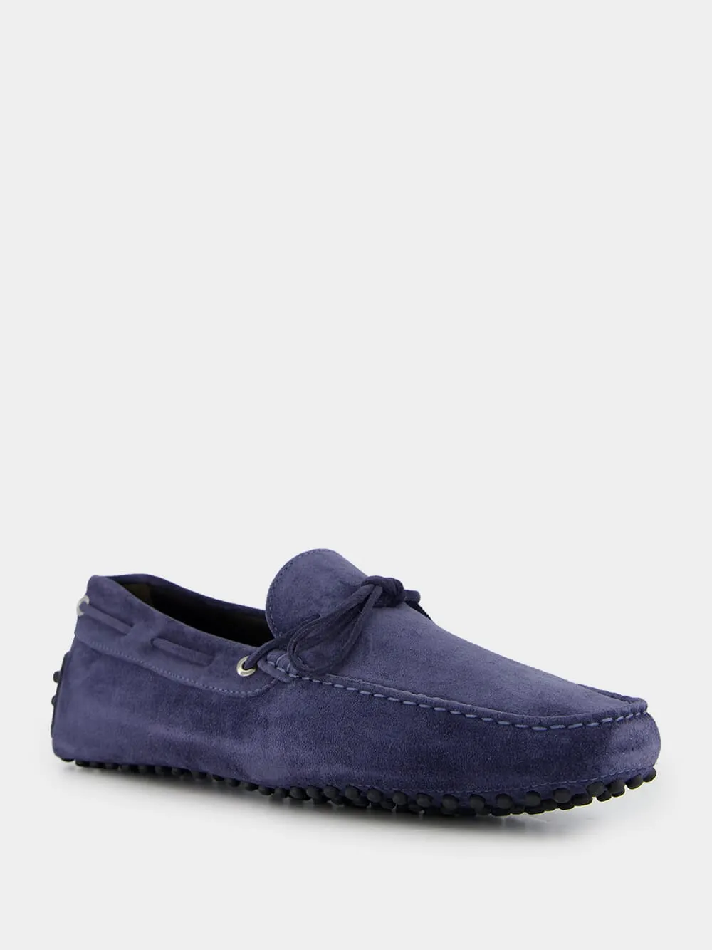 Loafers Block Steel Blue Suede Driving Shoes