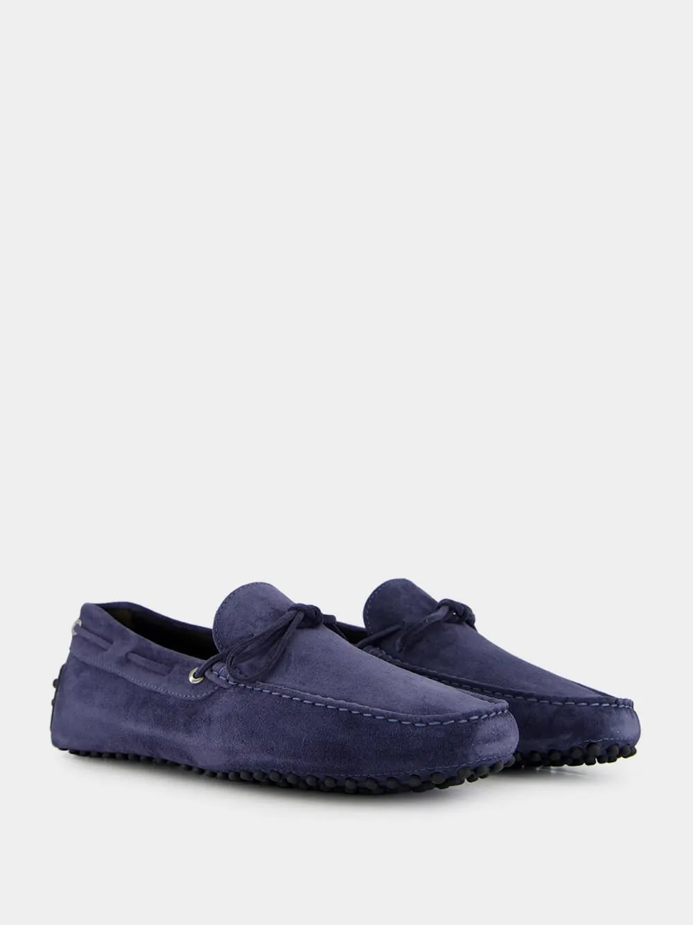 Loafers Navy Steel Blue Suede Driving Shoes